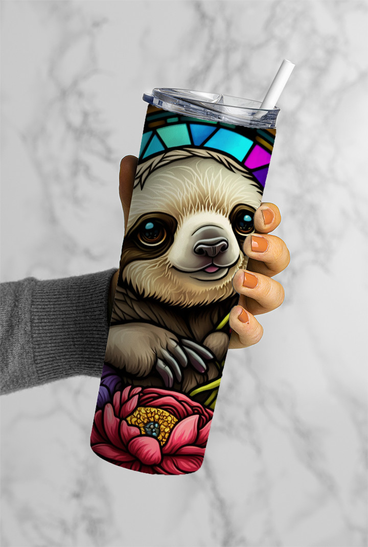 20 oz Stained glass sloth tumbler