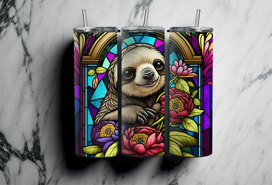 20 oz Stained glass sloth tumbler