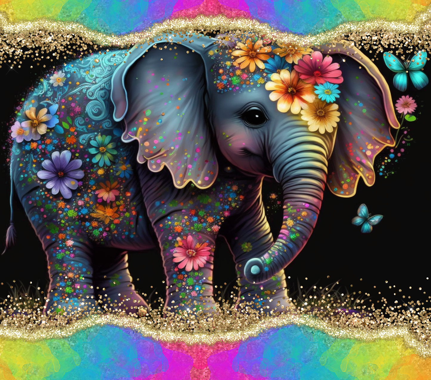 Colorful elephant 20 oz tumbler